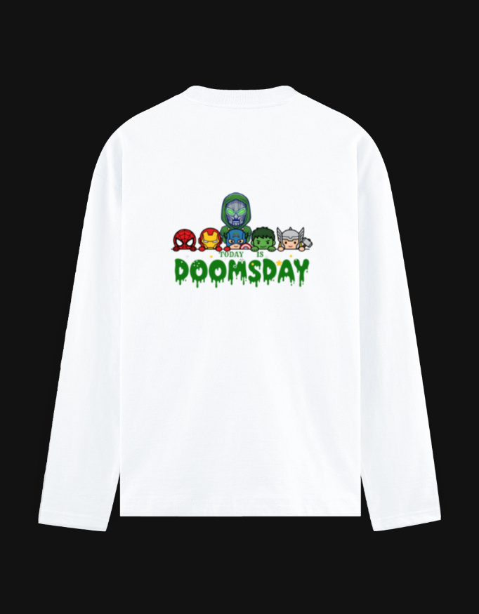 Today Is Doomsday Superhero Graphic White T-Shirt